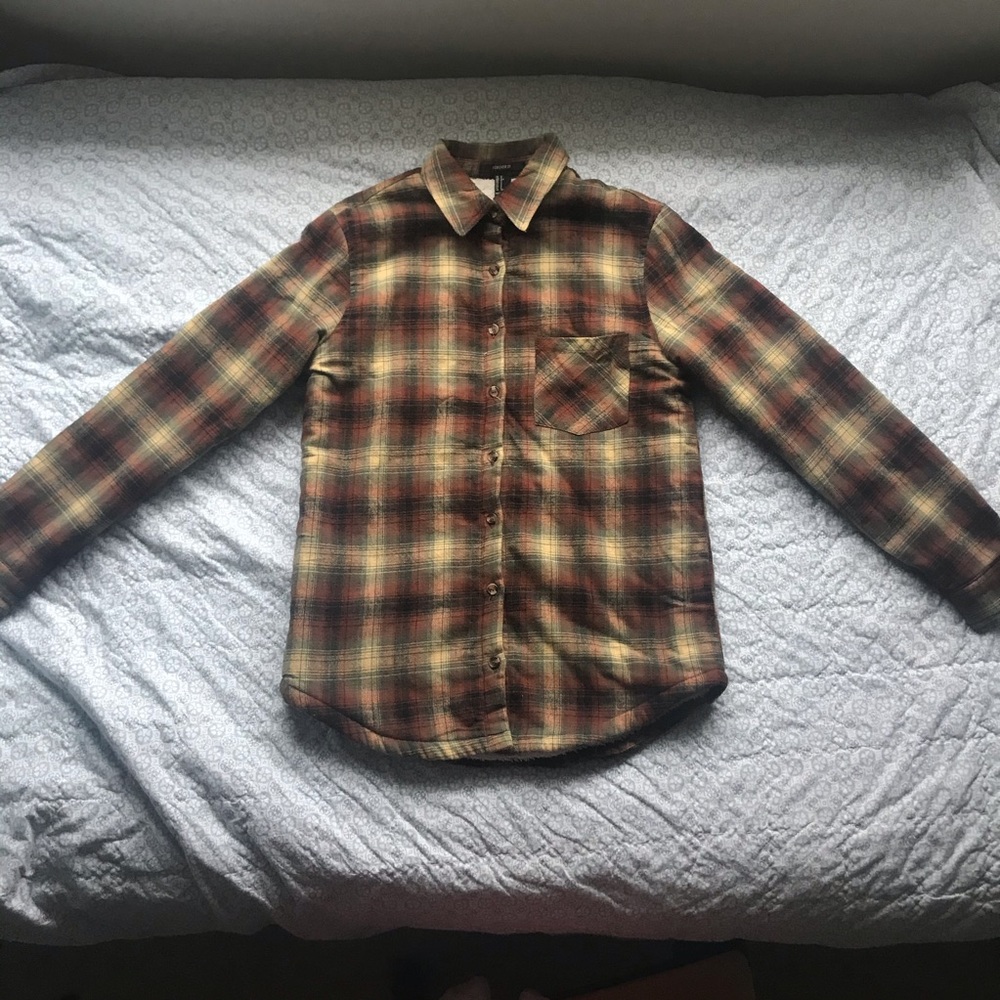 Faux Fur-Lined Plaid Flannel Jacket